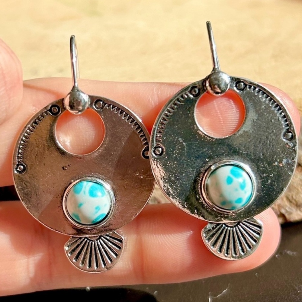 Bohemian Chic Trendy CZ Stone Unique Carved Shaped Earrings